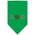Unconditional Love Peace Love Paw Rhinestone Bandana Emerald Green Small UN760752